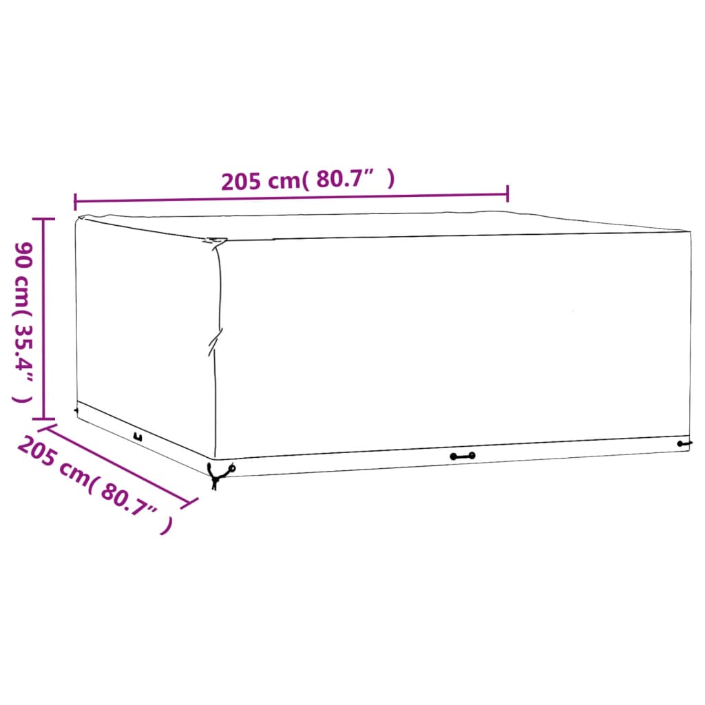 Garden Furniture Cover 16 Eyelets 205x205x90 cm Square