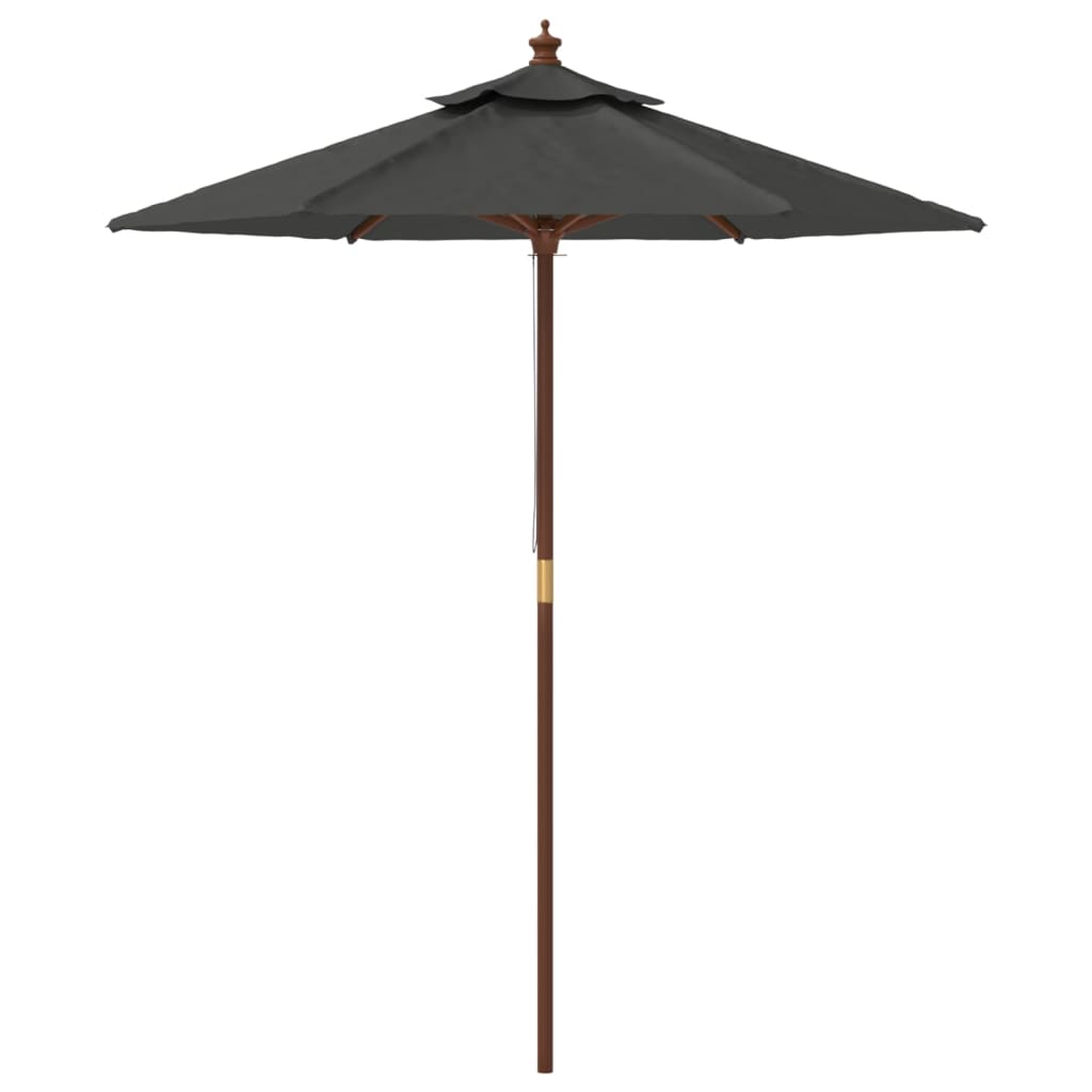 Garden Parasol with Wooden Pole Anthracite 196x231 cm