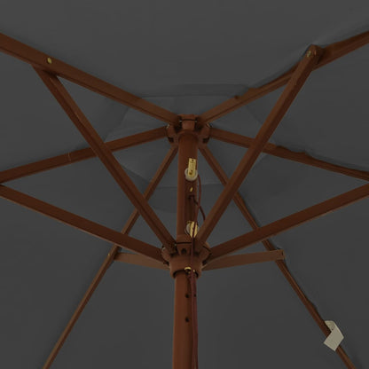 Garden Parasol with Wooden Pole Anthracite 196x231 cm