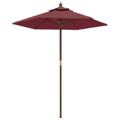 Garden Parasol with Wooden Pole Bordeaux Red 196x231 cm