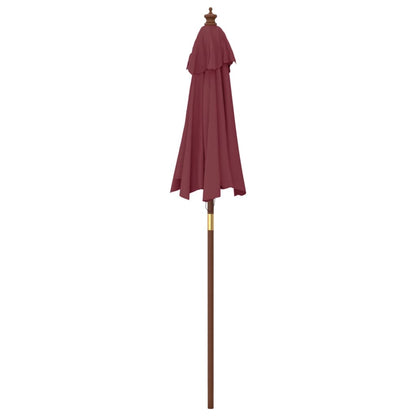 Garden Parasol with Wooden Pole Bordeaux Red 196x231 cm