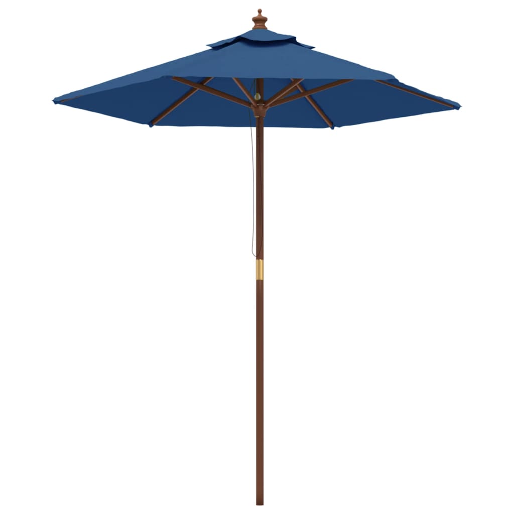 Garden Parasol with Wooden Pole Azure Blue 196x231 cm
