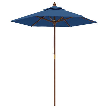 Garden Parasol with Wooden Pole Azure Blue 196x231 cm