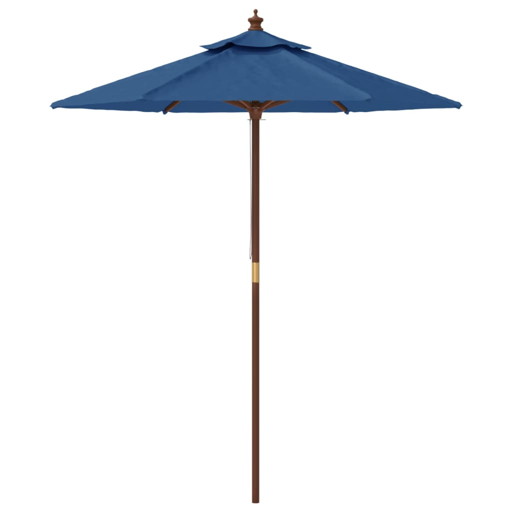 Garden Parasol with Wooden Pole Azure Blue 196x231 cm