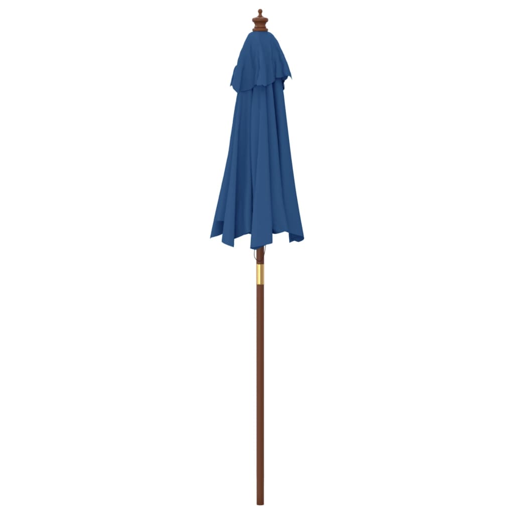 Garden Parasol with Wooden Pole Azure Blue 196x231 cm