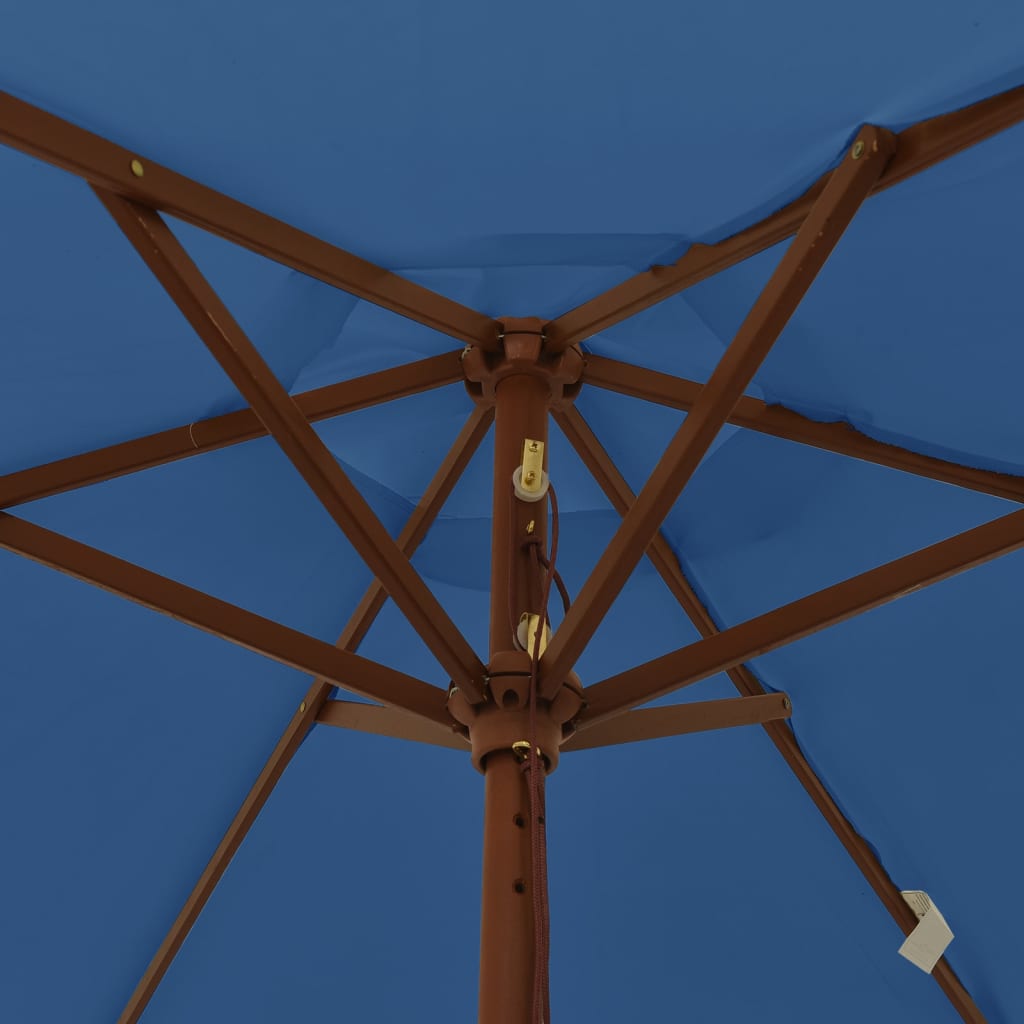 Garden Parasol with Wooden Pole Azure Blue 196x231 cm