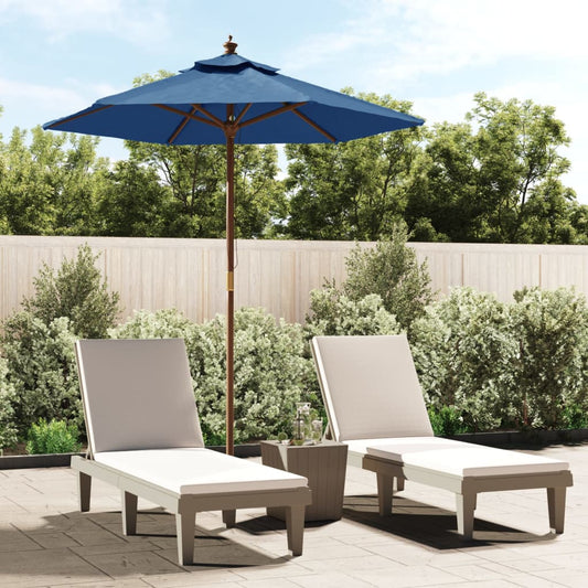 Garden Parasol with Wooden Pole Azure Blue 196x231 cm