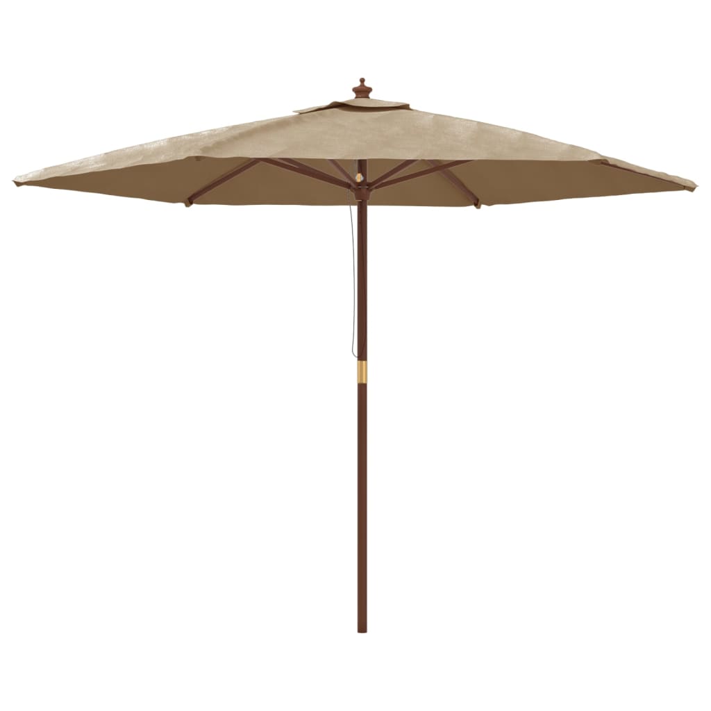 Garden Parasol with Wooden Pole Taupe 299x240 cm