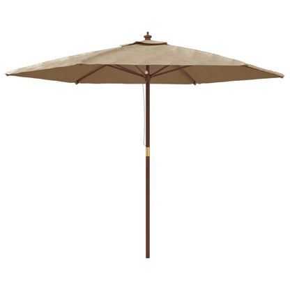 Garden Parasol with Wooden Pole Taupe 299x240 cm
