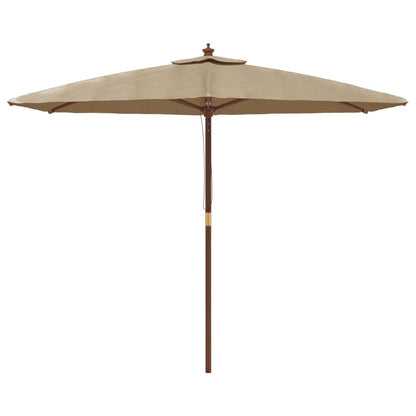 Garden Parasol with Wooden Pole Taupe 299x240 cm