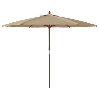 Garden Parasol with Wooden Pole Taupe 299x240 cm