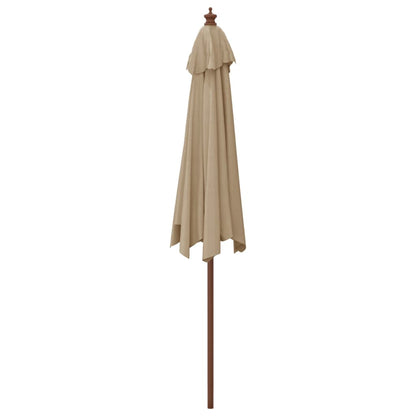Garden Parasol with Wooden Pole Taupe 299x240 cm