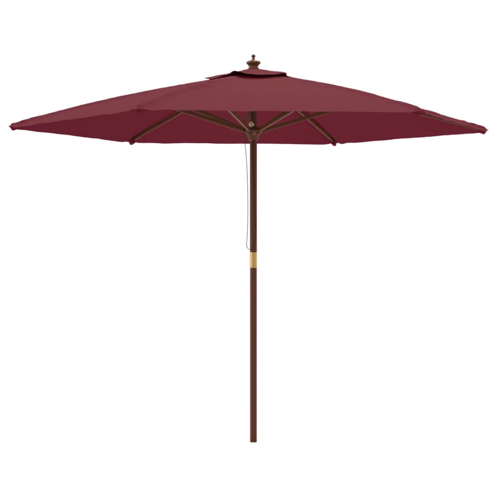 Garden Parasol with Wooden Pole Bordeaux Red 299x240 cm