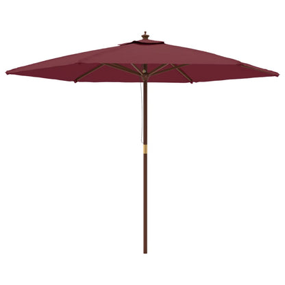 Garden Parasol with Wooden Pole Bordeaux Red 299x240 cm
