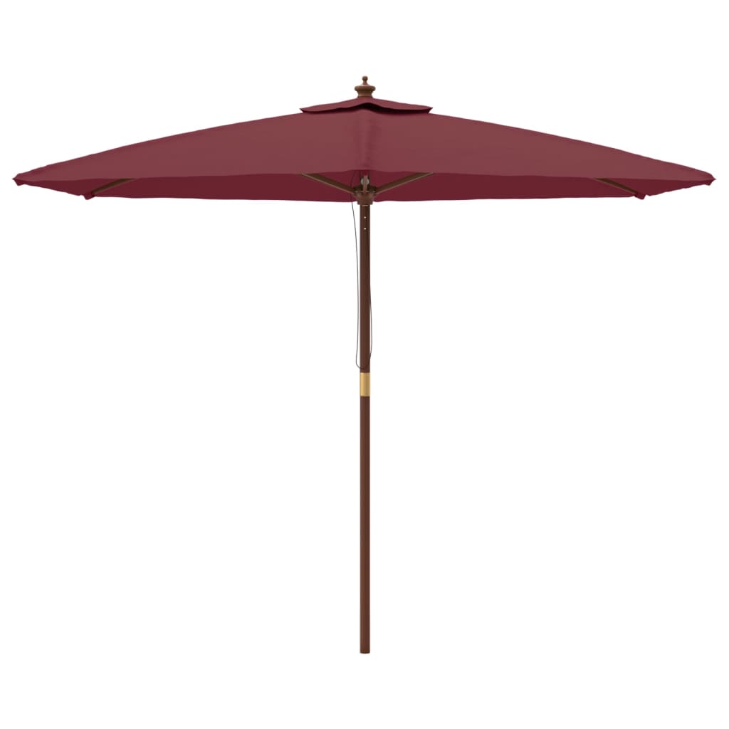 Garden Parasol with Wooden Pole Bordeaux Red 299x240 cm
