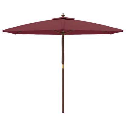 Garden Parasol with Wooden Pole Bordeaux Red 299x240 cm