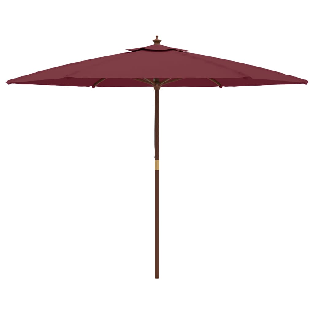 Garden Parasol with Wooden Pole Bordeaux Red 299x240 cm
