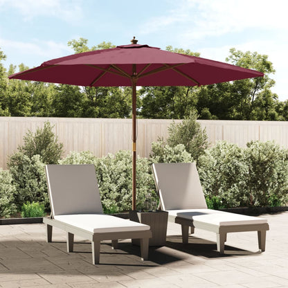 Garden Parasol with Wooden Pole Bordeaux Red 299x240 cm
