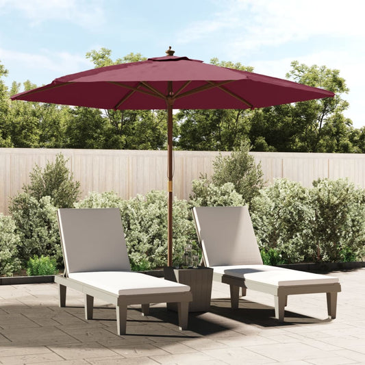 Garden Parasol with Wooden Pole Bordeaux Red 299x240 cm