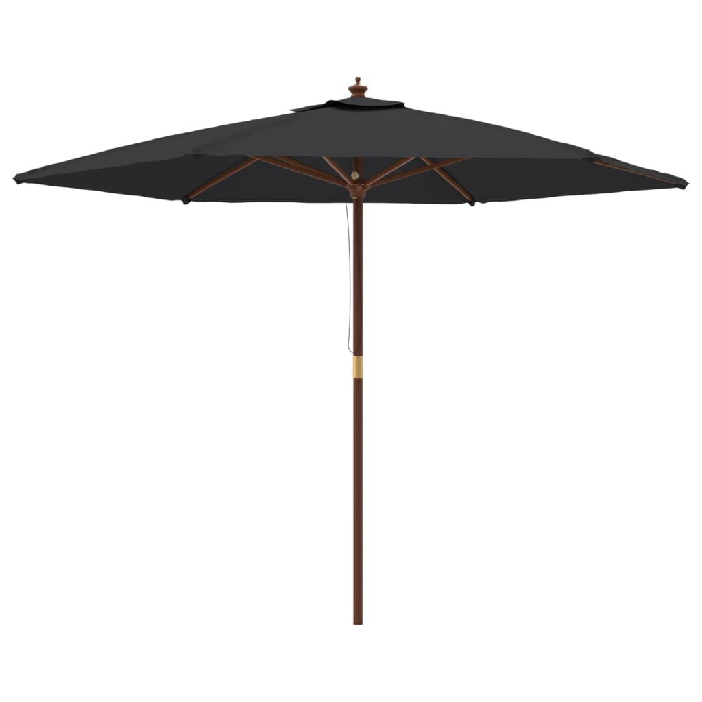 Garden Parasol with Wooden Pole Black 299x240 cm