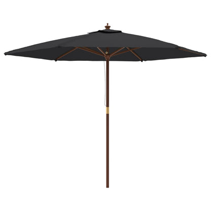 Garden Parasol with Wooden Pole Black 299x240 cm