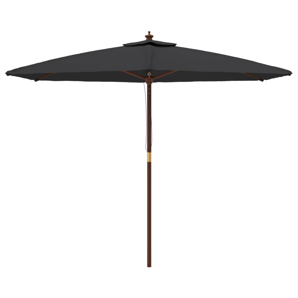 Garden Parasol with Wooden Pole Black 299x240 cm