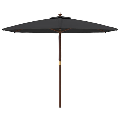 Garden Parasol with Wooden Pole Black 299x240 cm