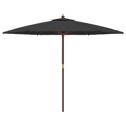 Garden Parasol with Wooden Pole Black 299x240 cm