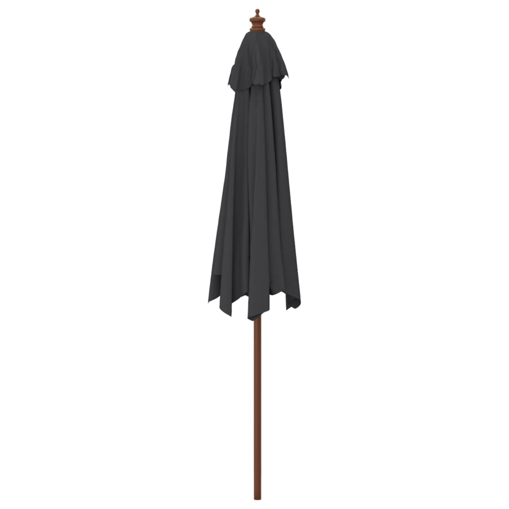 Garden Parasol with Wooden Pole Black 299x240 cm