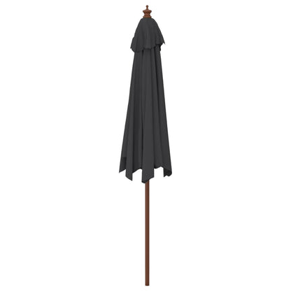Garden Parasol with Wooden Pole Black 299x240 cm