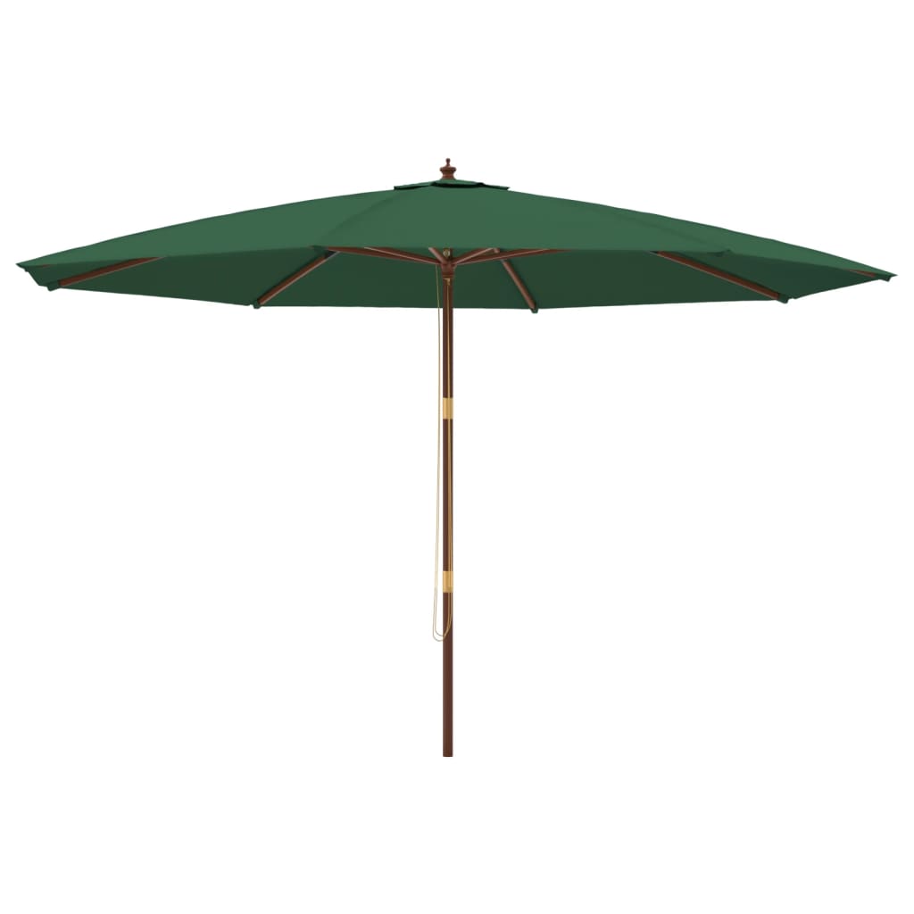 Garden Parasol with Wooden Pole Green 400x273 cm