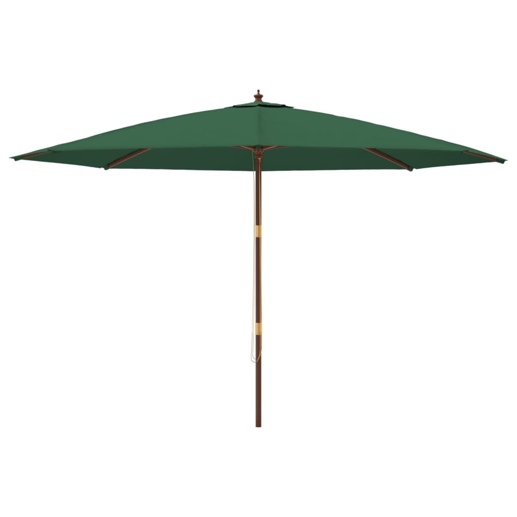 Garden Parasol with Wooden Pole Green 400x273 cm
