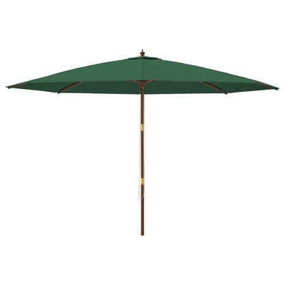 Garden Parasol with Wooden Pole Green 400x273 cm