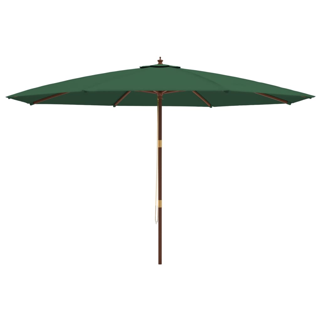 Garden Parasol with Wooden Pole Green 400x273 cm