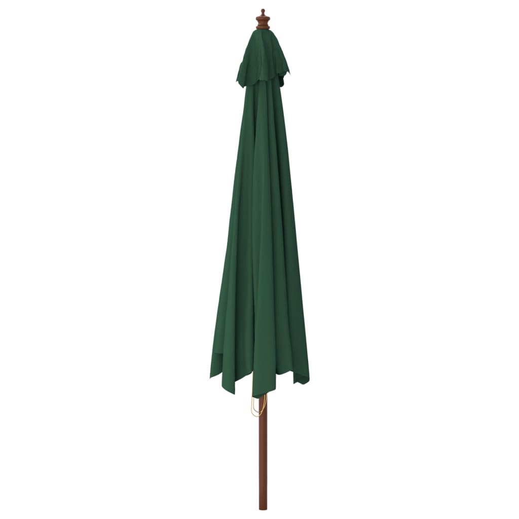 Garden Parasol with Wooden Pole Green 400x273 cm