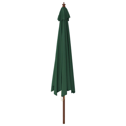Garden Parasol with Wooden Pole Green 400x273 cm