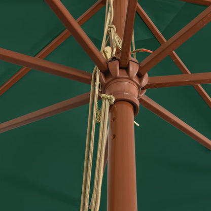 Garden Parasol with Wooden Pole Green 400x273 cm