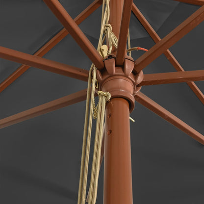 Garden Parasol with Wooden Pole Anthracite 400x273 cm