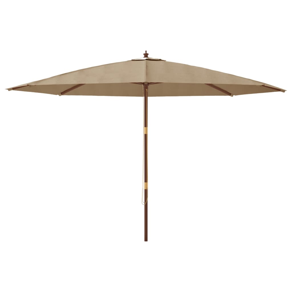 Garden Parasol with Wooden Pole Taupe 400x273 cm