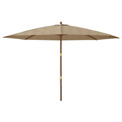 Garden Parasol with Wooden Pole Taupe 400x273 cm