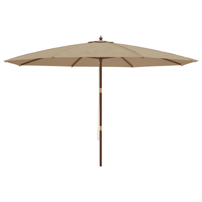 Garden Parasol with Wooden Pole Taupe 400x273 cm