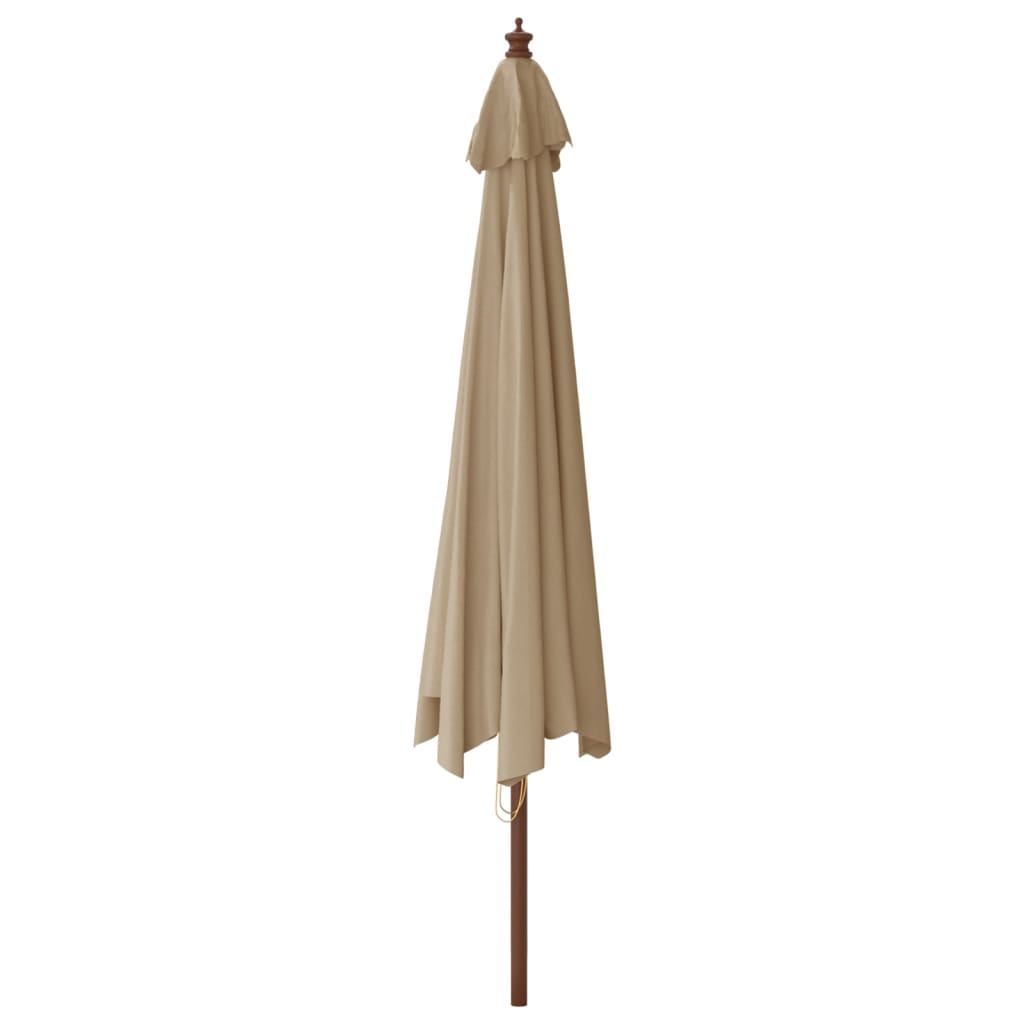 Garden Parasol with Wooden Pole Taupe 400x273 cm
