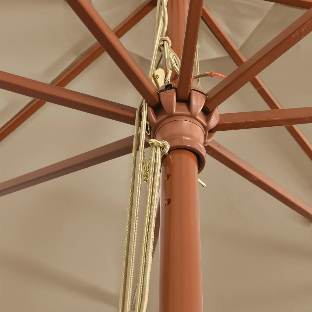 Garden Parasol with Wooden Pole Taupe 400x273 cm
