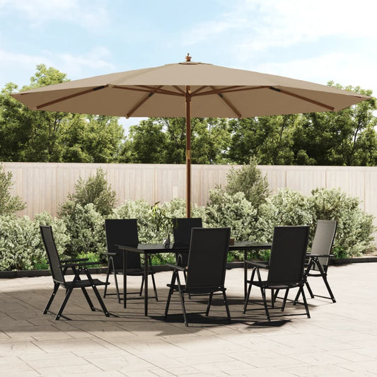 Garden Parasol with Wooden Pole Taupe 400x273 cm