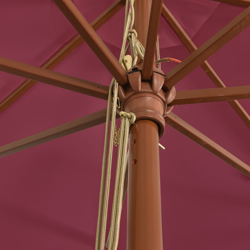Garden Parasol with Wooden Pole Bordeaux Red 400x273 cm
