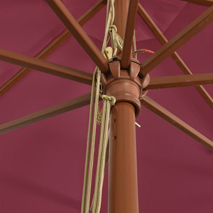 Garden Parasol with Wooden Pole Bordeaux Red 400x273 cm