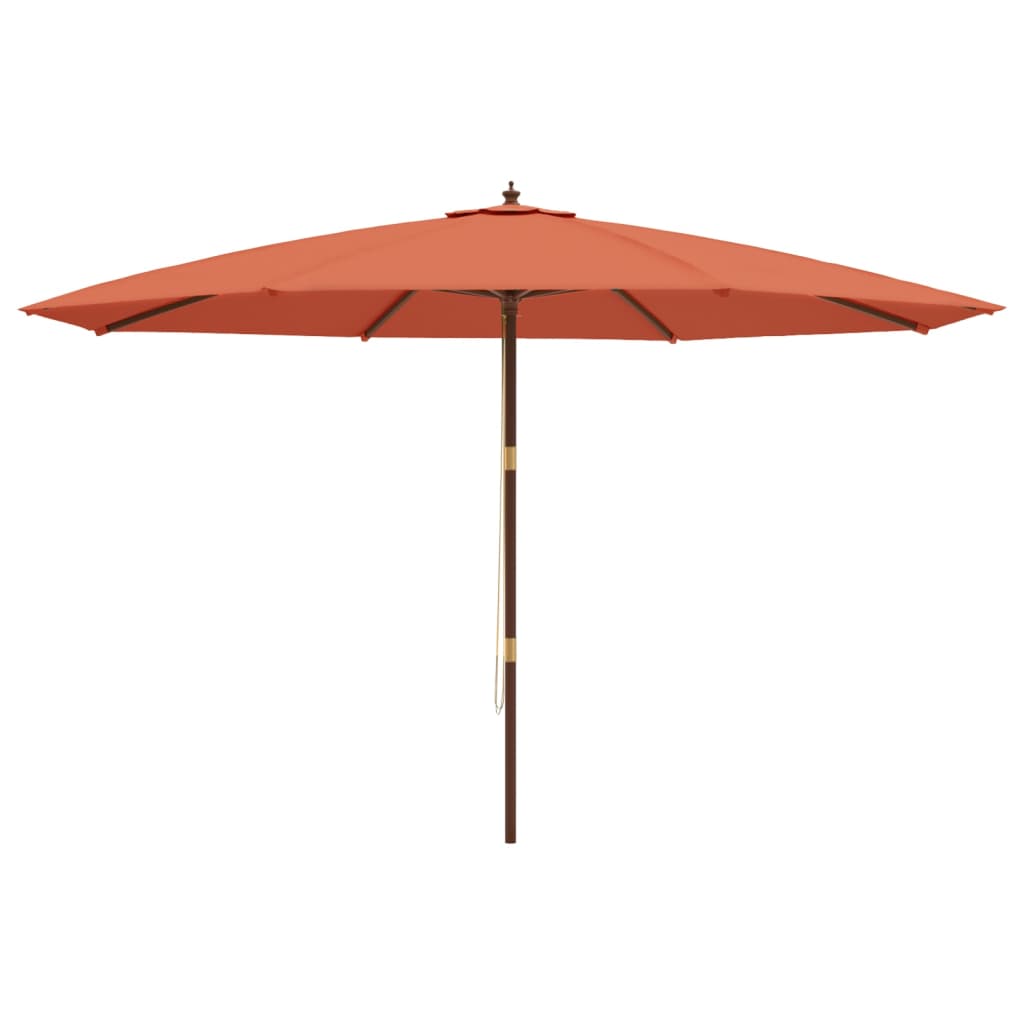 Garden Parasol with Wooden Pole Terracotta 400x273 cm