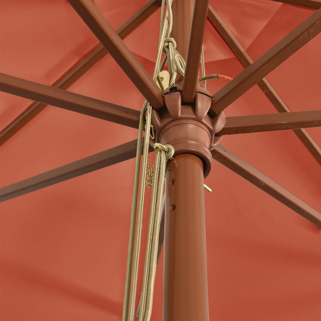 Garden Parasol with Wooden Pole Terracotta 400x273 cm