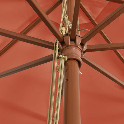 Garden Parasol with Wooden Pole Terracotta 400x273 cm