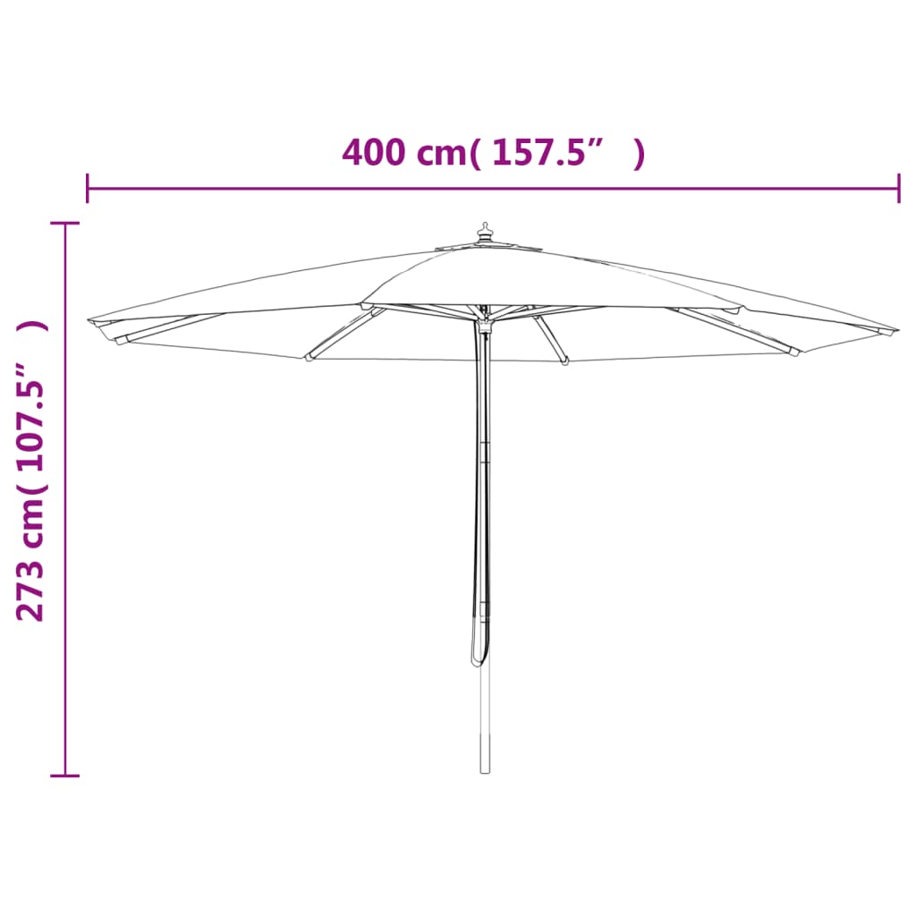 Garden Parasol with Wooden Pole Terracotta 400x273 cm